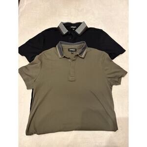 Men’s express short sleeve polo lot size small. Black and gray.  Green and gray